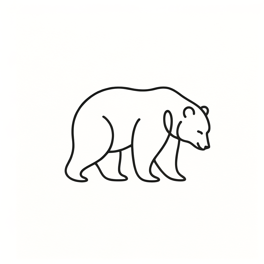 Single Line Bear With Smooth Curves