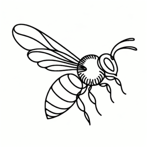 Single Line Bee Forming A Complete Figure