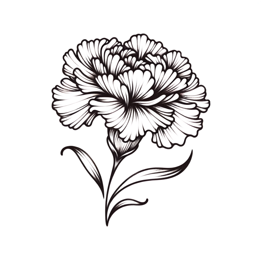 Single Line Carnation With Flowing Lines