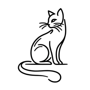 Single Line Cat With Elongated Tail