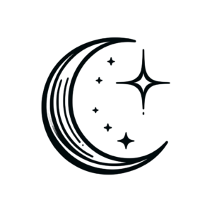 Single Line Crescent Moon With Star