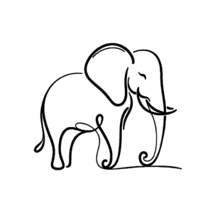 Single Line Elephant With Fluid Curves