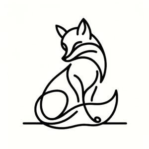 Single Line Fox In A Minimalist, Abstract Pose