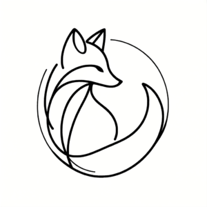 Single Line Fox In A Minimalist, Abstract Pose