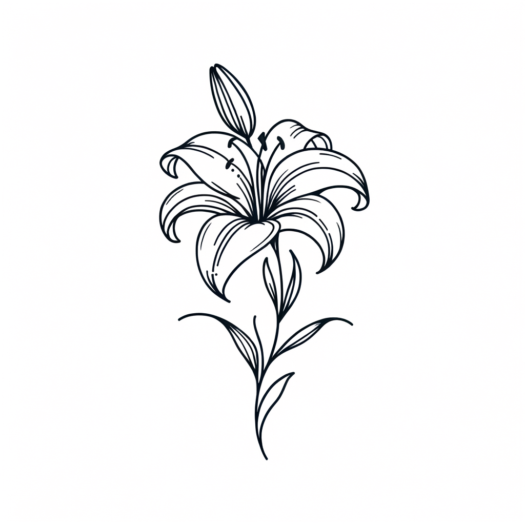 Single Line Lily With Elegant, Continuous Line