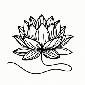 Single Line Lotus Flower With Continuous Flow