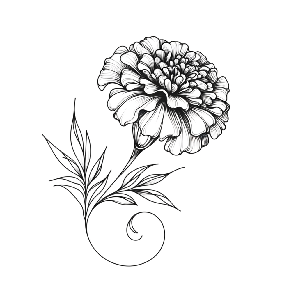 Single Line Marigold With Continuous Design