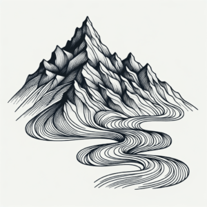 Single Line Mountain With A Flowing Design