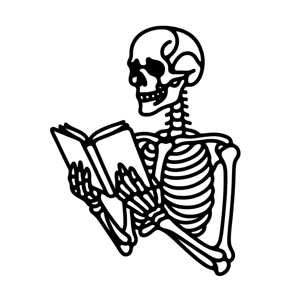 Single Line Skeleton Holding A Book