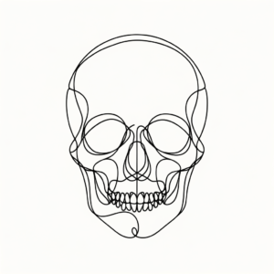 Single Line Skull With Abstract Form