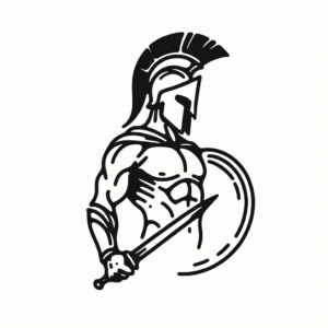 Single Line Spartan Warrior With Minimal Details