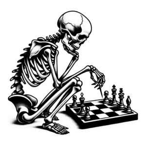 Skeleton Playing Chess In Cute Style
