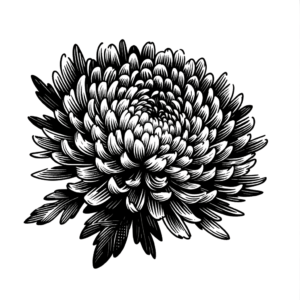 Sketchy Chrysanthemum With Rough Lines