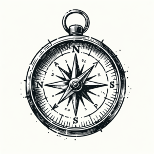 Sketchy Compass With A Rough, Hand-Drawn Appearance