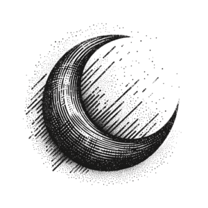 Sketchy Crescent Moon With Stippling
