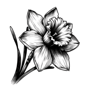 Sketchy Daffodil With Rough Sketch Lines