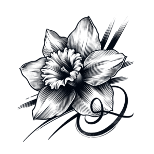 Sketchy Daffodil With Rough Strokes