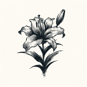 Sketchy Lily With Rough, Pencil-Like Lines