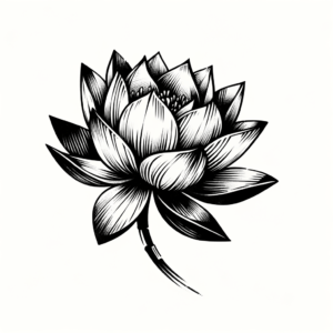 Sketchy Lotus Flower With Rough Lines