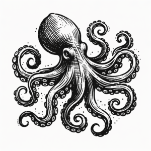 Sketchy Octopus With Rough, Hand-Drawn Lines