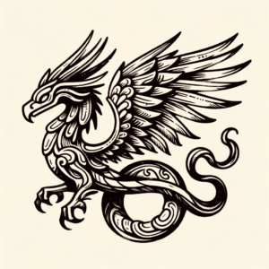Sketchy Quetzalcoatl With Artistic Strokes