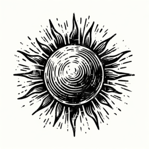 Sketchy Sun With Rough, Hand-Drawn Lines