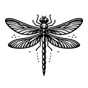Solid Black Ink Dragonfly In A Blackwork Style