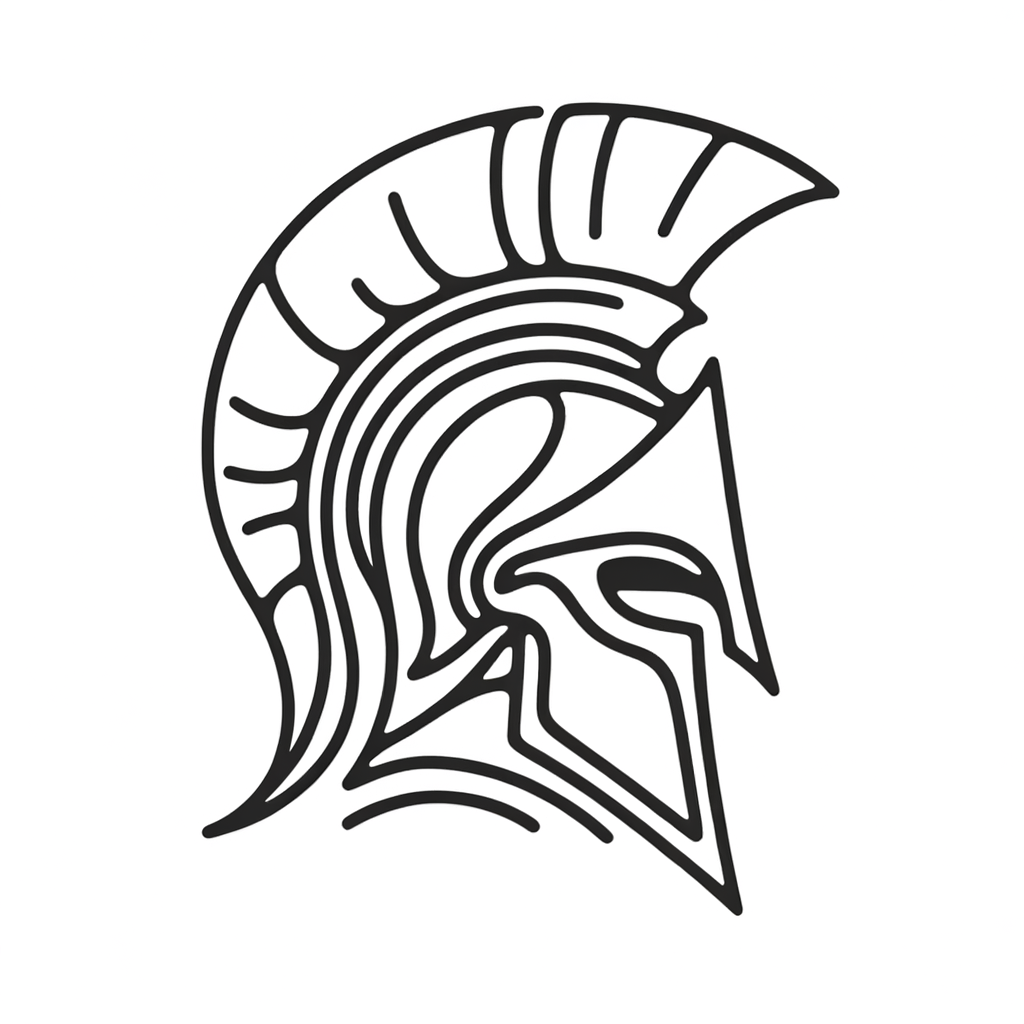 Spartan Helmet In Single Continuous-Line Style