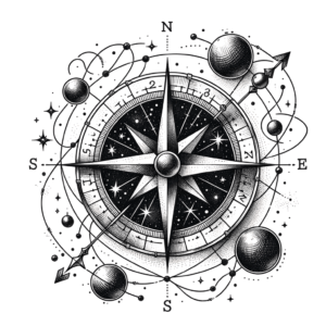 Star Constellation Encompassing A Compass