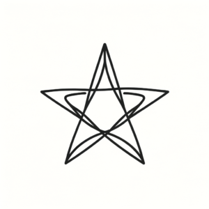 Star With Single Continuous Line, Forming A Seamless Shape