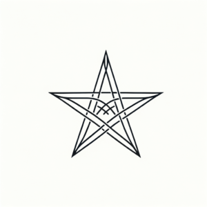 Star With Single Continuous Line, Forming A Seamless Shape