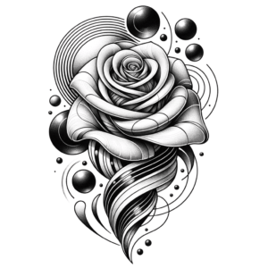 Surreal Rose With Abstract Shapes