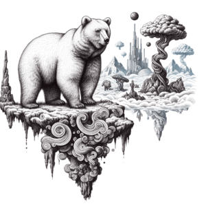 Surrealism Bear With Fantasy Landscape