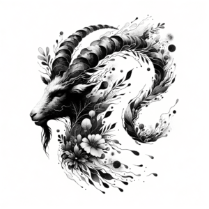 Surrealism Capricorn Symbol Blending With Nature