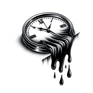 Surrealism Clock Melting Over Edge