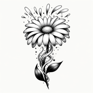 Surrealism Daisy With Floating Petals