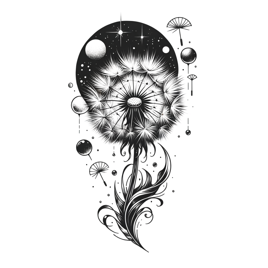 Surrealism Dandelion With Floating, Dreamlike Elements