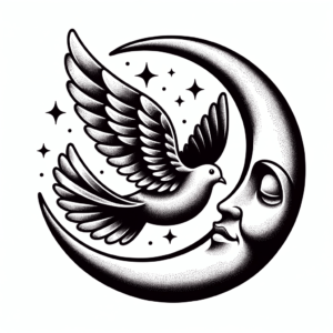 Surrealism Dove With Moon