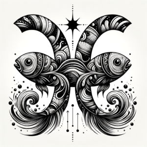 Surrealism Pisces Symbol With Abstract Elements