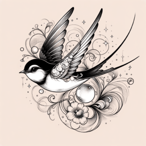 Surrealism Swallow With Dreamy Elements