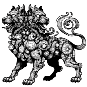 Surrealist Cerberus With Dreamlike, Distorted Forms