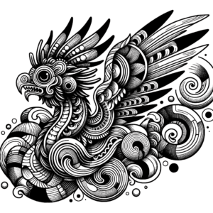 Surrealistic Quetzalcoatl With Abstract Elements
