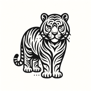 Tiger In Minimalist Form With Clean Lines