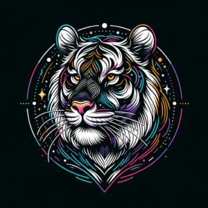 Tiger In New School Style With Neon Colors