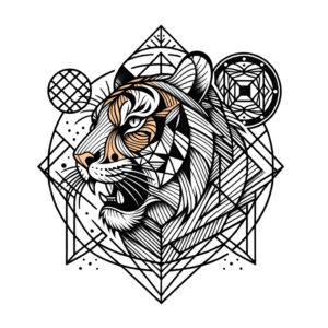 Tiger With Geometric Shapes And Patterns