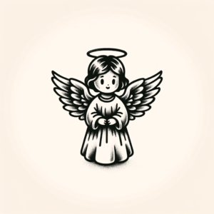 Tiny Angel With Halo And Wings