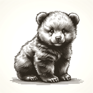 Tiny Bear Cub In Cute Pose