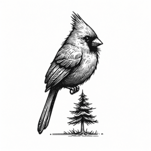 Tiny Cardinal With A Small Tree