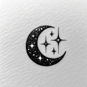 Tiny Crescent Moon With Sparkles