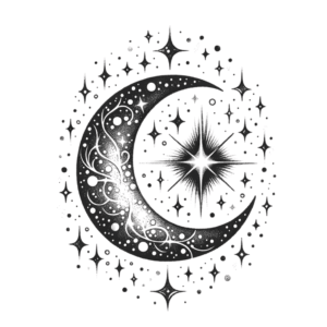 Tiny Crescent Moon With Sparkles